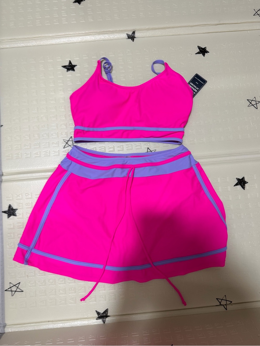 Bright Pink & Lavender Two-Piece One-Piece Set